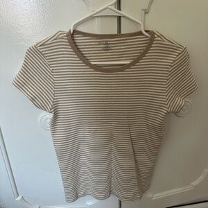 Brandy Melville Brown and White Women's Tee